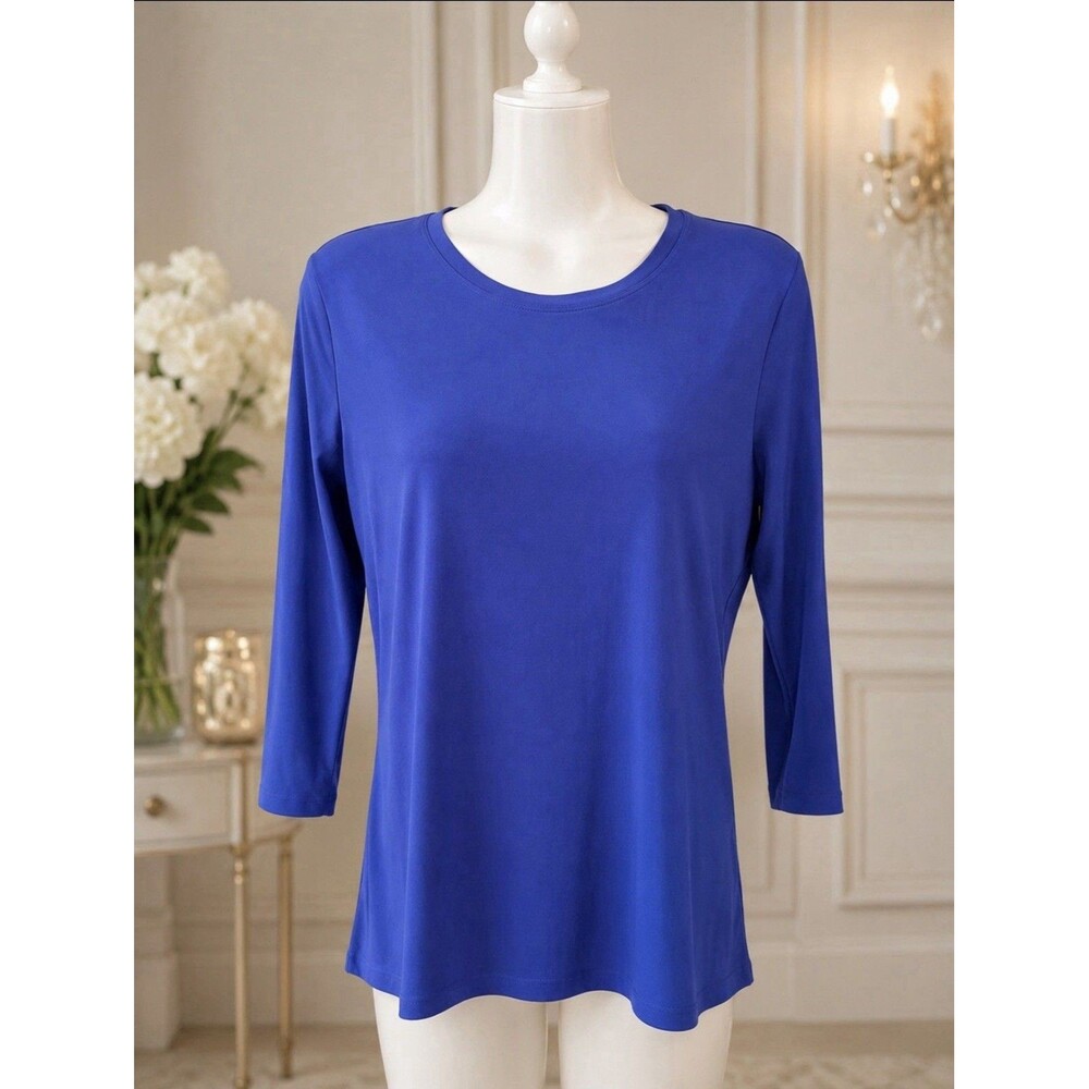 NWT Compliments Women’s Royal Blue 3/4 Sleeve Stretch Top Size S 36” Bust 23” L